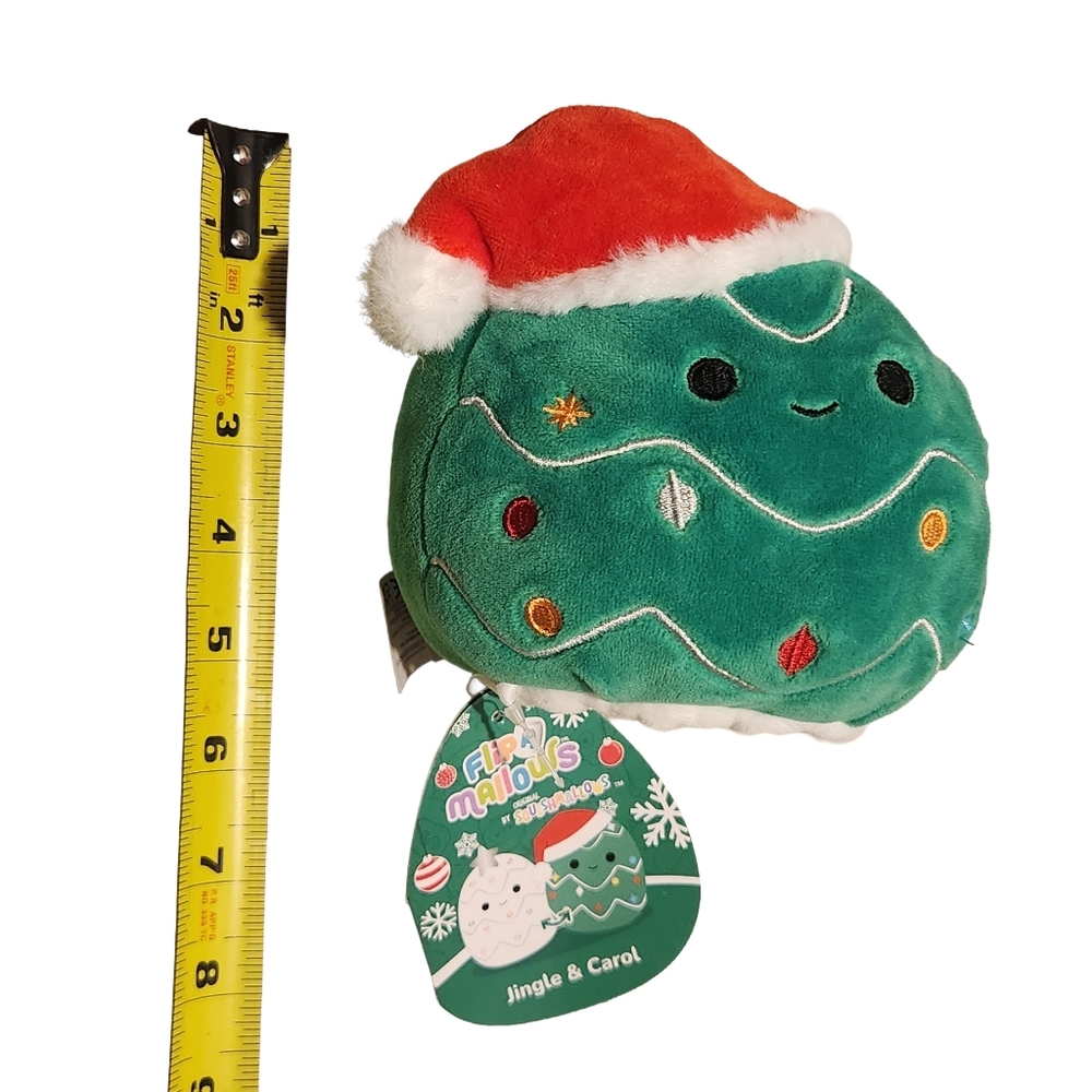 NWT Squishmallows 5in Flip-A-Mallow Green Tree w/Red Santa Hat To White Tree - Picture 5 of 5